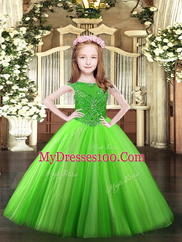 Adorable Zipper Girls Pageant Dresses Beading Sleeveless Floor Length
