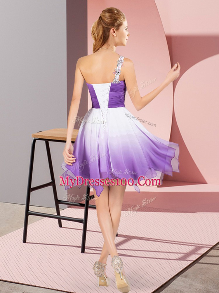 Perfect Sleeveless Lace Up Asymmetrical Beading