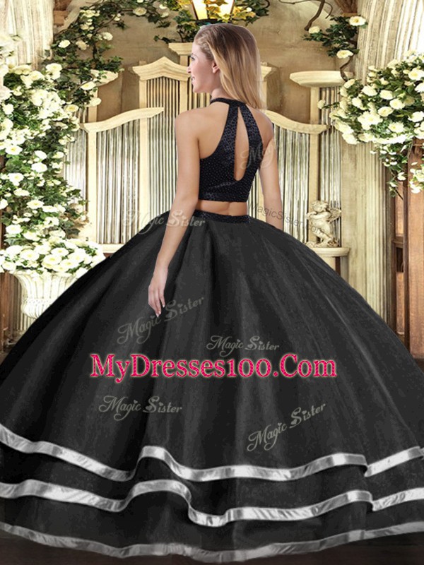 Sleeveless Floor Length Beading Backless Sweet 16 Quinceanera Dress with Rust Red