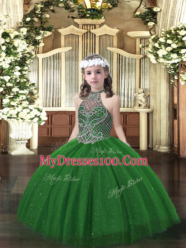 Cute Sleeveless Beading Lace Up Little Girls Pageant Dress Wholesale