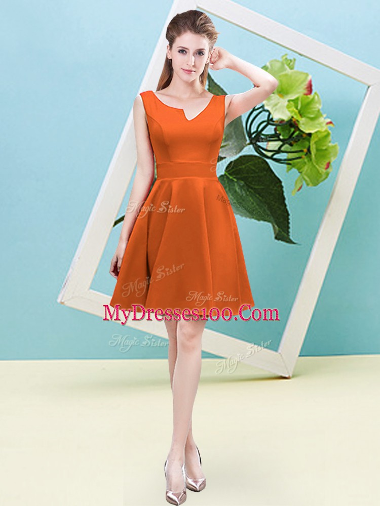 Custom Design Orange Red Zipper Asymmetric Ruching Quinceanera Court Dresses Satin Sleeveless