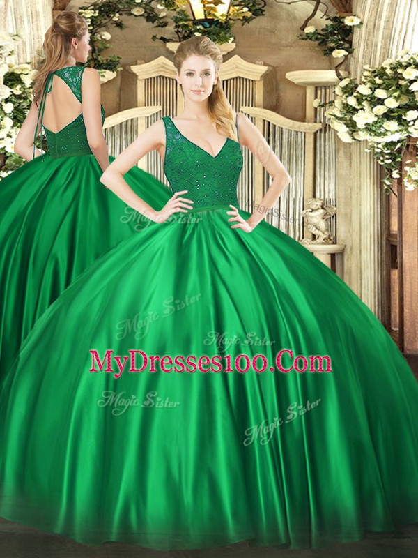 Floor Length Ball Gowns Sleeveless Turquoise Vestidos de Quinceanera Zipper