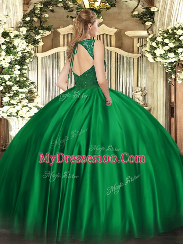 Floor Length Ball Gowns Sleeveless Turquoise Vestidos de Quinceanera Zipper