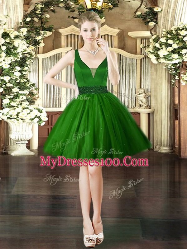 New Style Ruching Quince Ball Gowns Dark Green Lace Up Sleeveless Floor Length