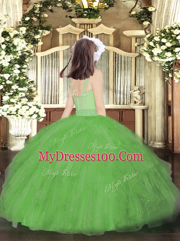 Ball Gowns Pageant Dress Wholesale Purple Scoop Tulle Sleeveless Floor Length Zipper