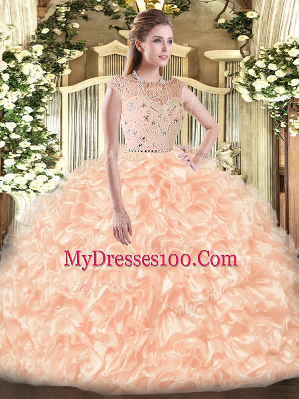Sleeveless Beading and Ruffles Zipper Sweet 16 Dresses