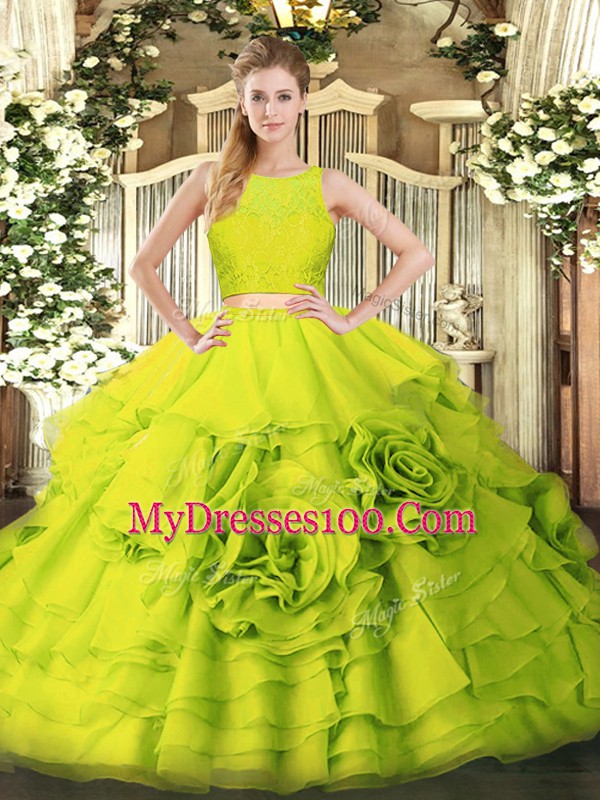 Sleeveless Zipper Floor Length Ruffles Sweet 16 Dress