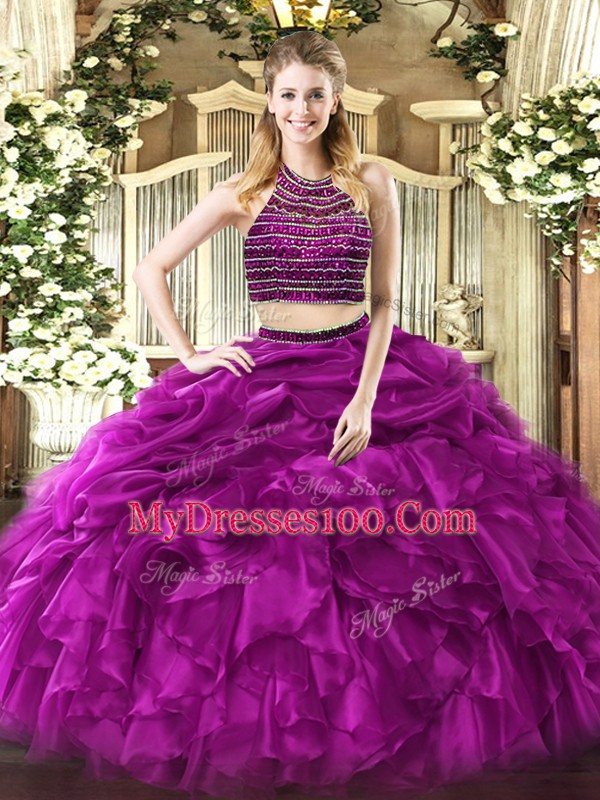 Dynamic Fuchsia Sleeveless Tulle Zipper Quince Ball Gowns for Military Ball and Sweet 16 and Quinceanera