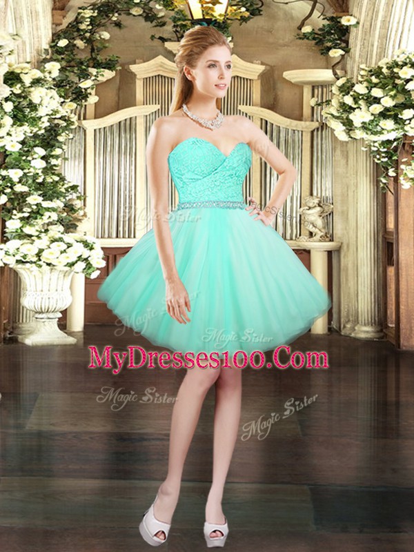 Sweetheart Sleeveless Lace Up Quinceanera Dress Aqua Blue Tulle