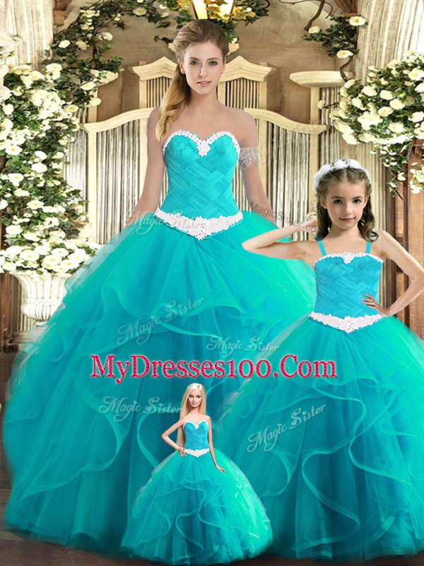 Sleeveless Lace Up Floor Length Ruffles 15th Birthday Dress