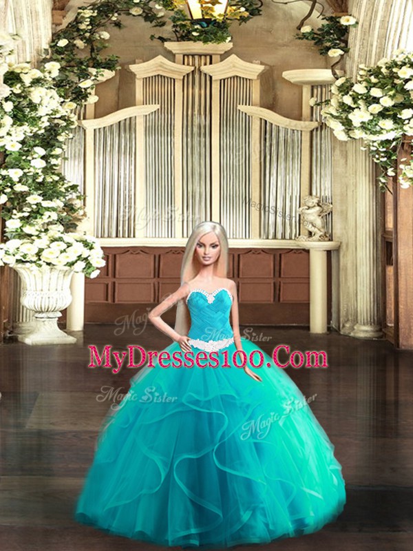 Sleeveless Lace Up Floor Length Ruffles 15th Birthday Dress