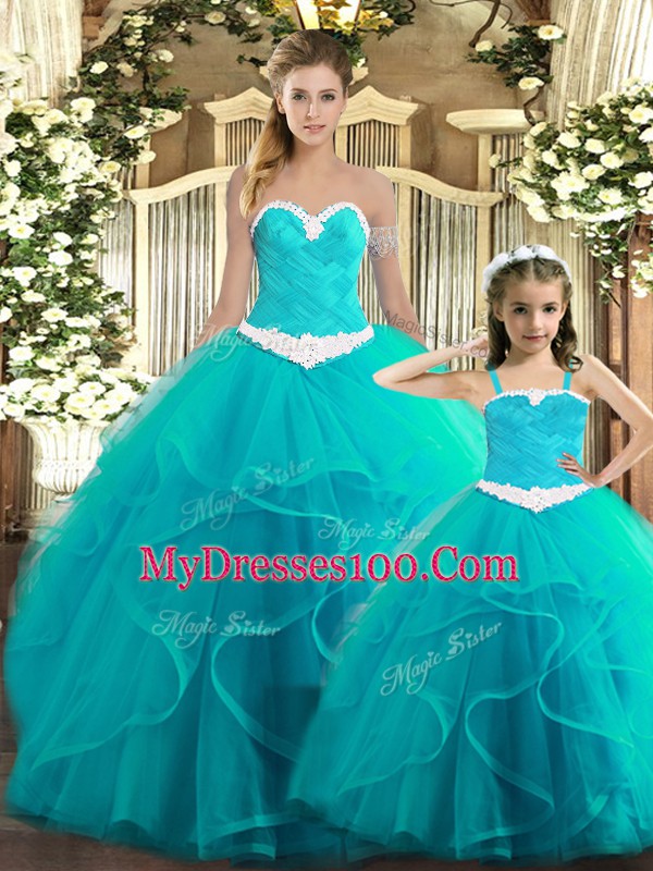 Sleeveless Lace Up Floor Length Ruffles 15th Birthday Dress