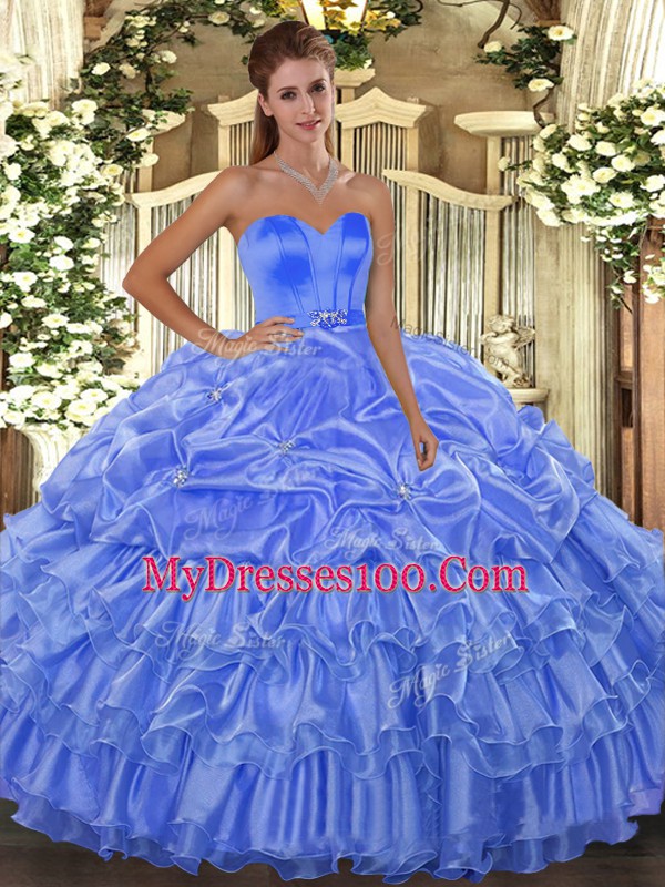 Latest Sleeveless Lace Up Floor Length Beading and Ruffled Layers Sweet 16 Dresses