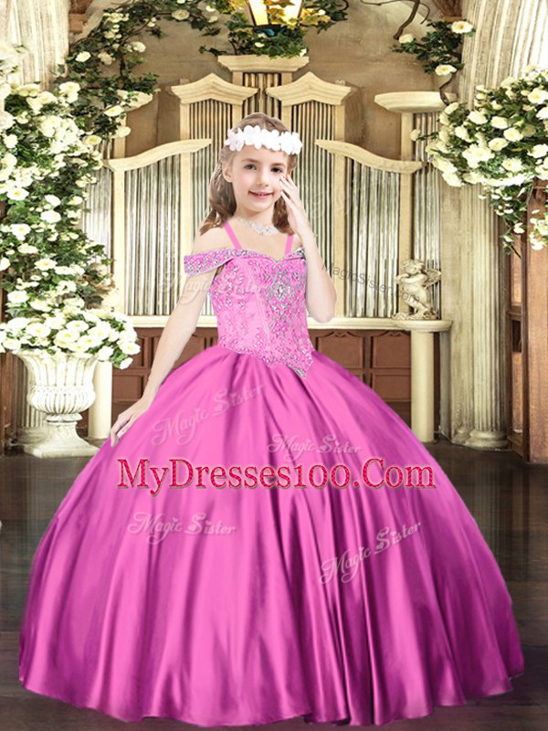 Sleeveless Beading Lace Up Little Girl Pageant Gowns
