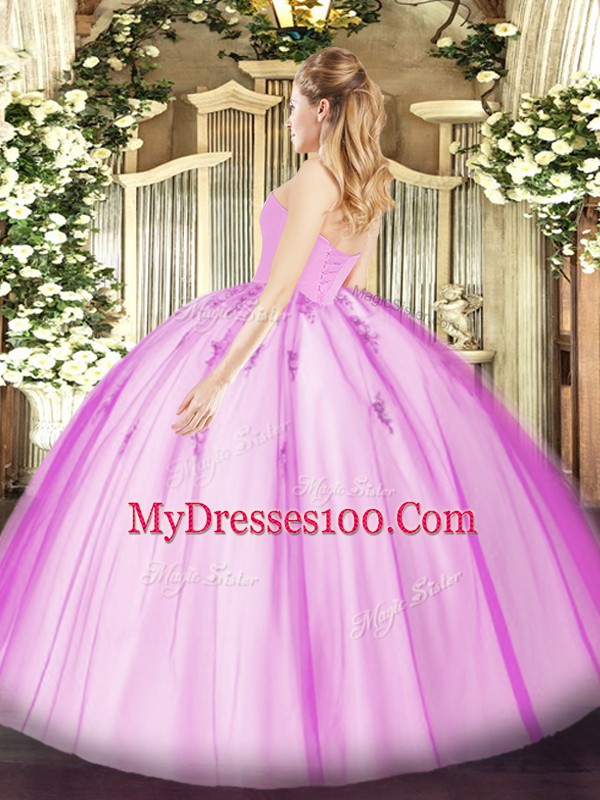 Flare Floor Length Apple Green Quince Ball Gowns Tulle Sleeveless Beading and Appliques