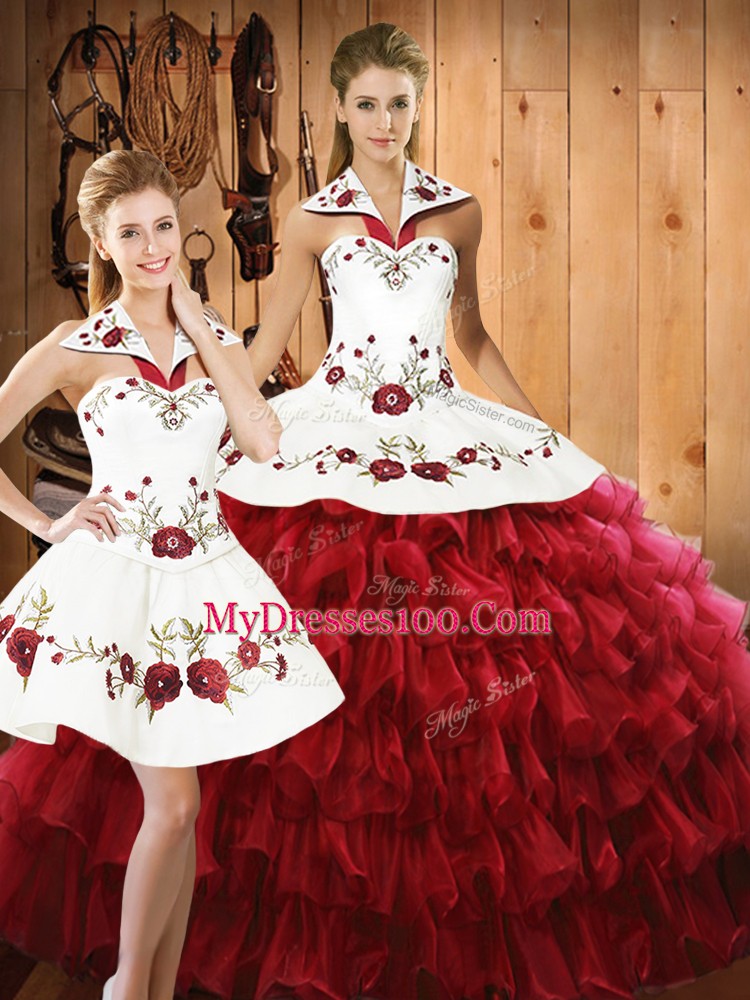 Custom Fit Floor Length Ball Gowns Sleeveless Wine Red 15 Quinceanera Dress Lace Up