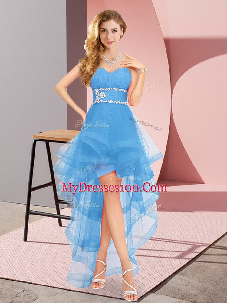 Clearance Baby Blue Lace Up Sweetheart Beading Wedding Party Dress Tulle Sleeveless