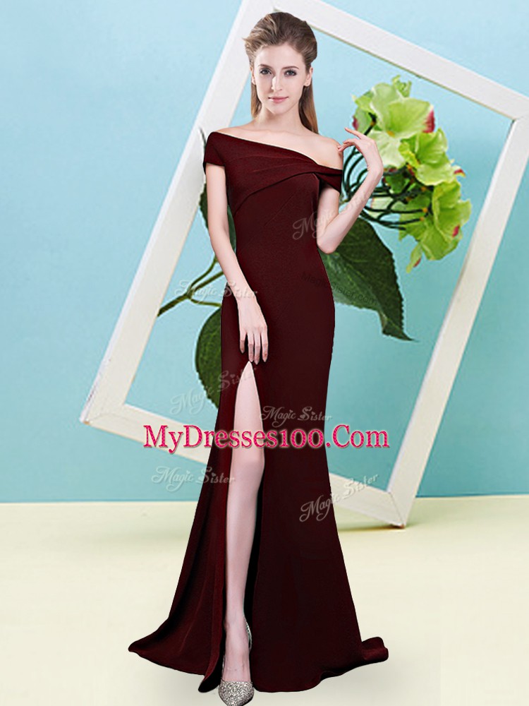 Off The Shoulder Sleeveless Elastic Woven Satin Quinceanera Court Dresses Ruching Zipper
