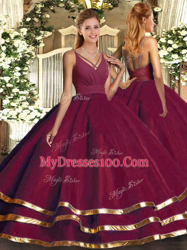 Sleeveless Backless Floor Length Ruffled Layers Sweet 16 Dress