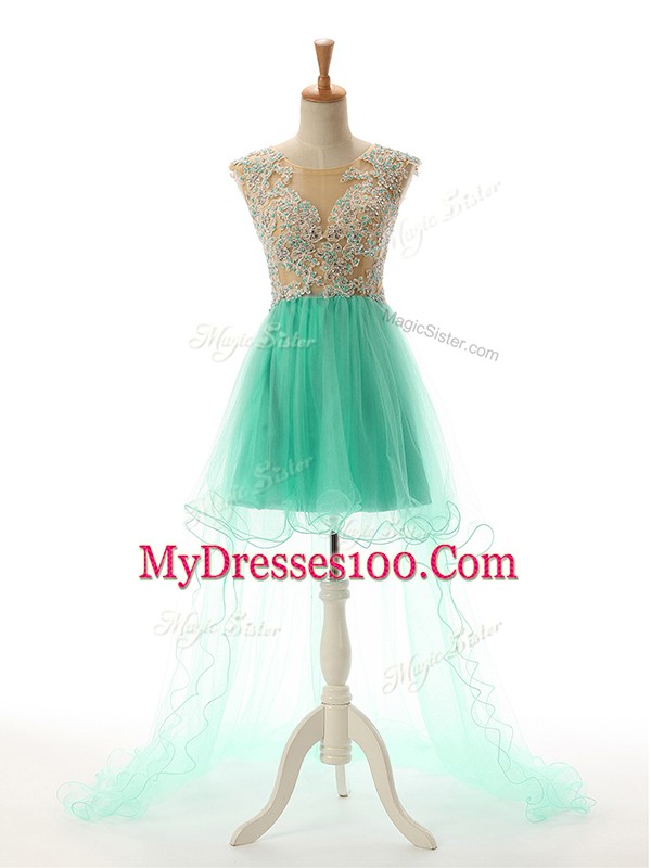 Sleeveless Appliques Backless Prom Dress