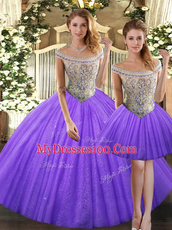 Fine Floor Length Eggplant Purple Sweet 16 Quinceanera Dress Bateau Sleeveless Lace Up