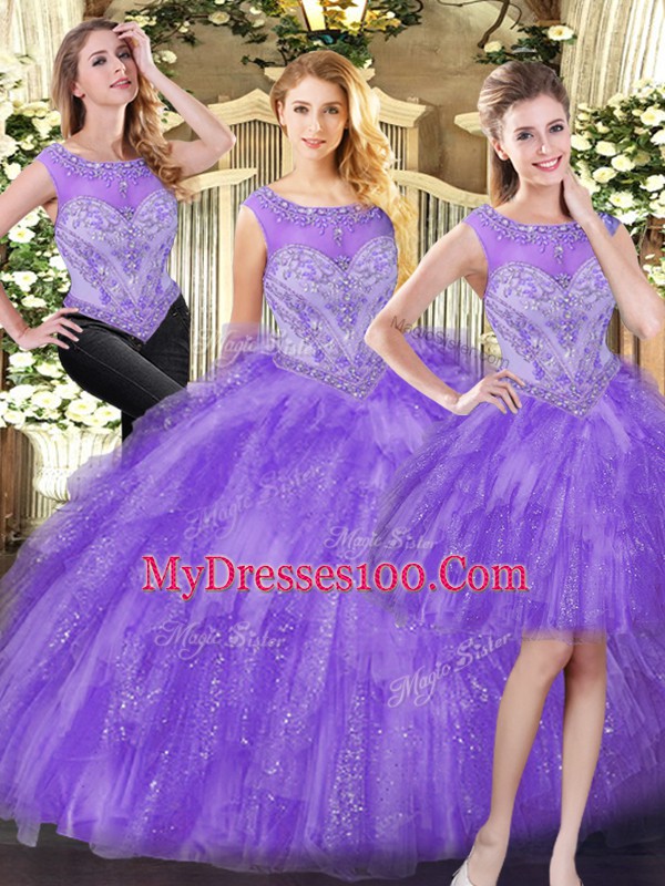 Wonderful Eggplant Purple Sleeveless Organza Lace Up 15 Quinceanera Dress for Military Ball and Sweet 16 and Quinceanera