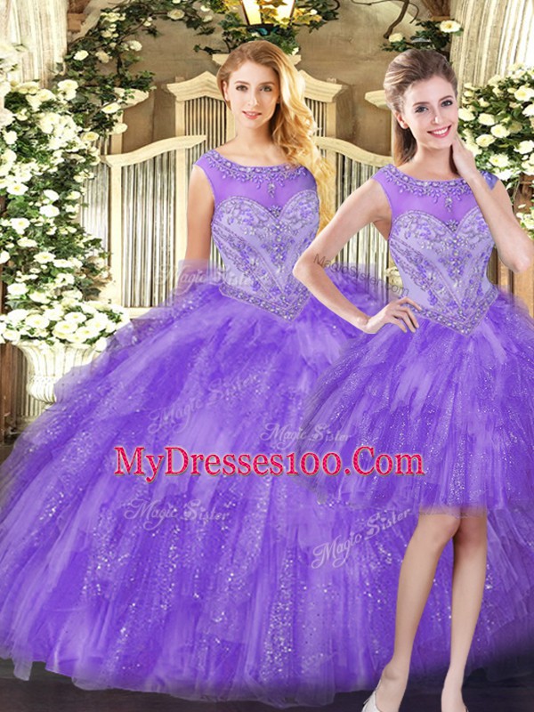 Wonderful Eggplant Purple Sleeveless Organza Lace Up 15 Quinceanera Dress for Military Ball and Sweet 16 and Quinceanera