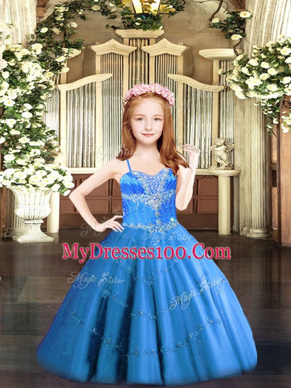 Wonderful Sleeveless Beading Lace Up Pageant Dress Womens