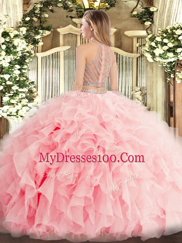 Traditional Beading and Ruffles Sweet 16 Quinceanera Dress Lavender Zipper Sleeveless Floor Length