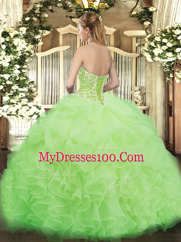Fantastic Sweetheart Sleeveless Organza Quinceanera Dress Beading and Ruffles Lace Up