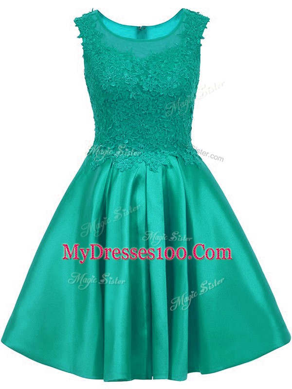 Super Mini Length Zipper Damas Dress Turquoise for Prom and Party with Lace