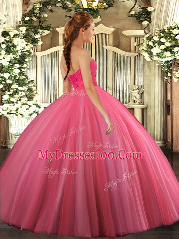 Tulle Sweetheart Sleeveless Lace Up Beading Quinceanera Gowns in Eggplant Purple