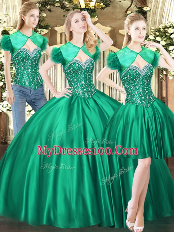 Sleeveless Lace Up Floor Length Beading Quinceanera Gown