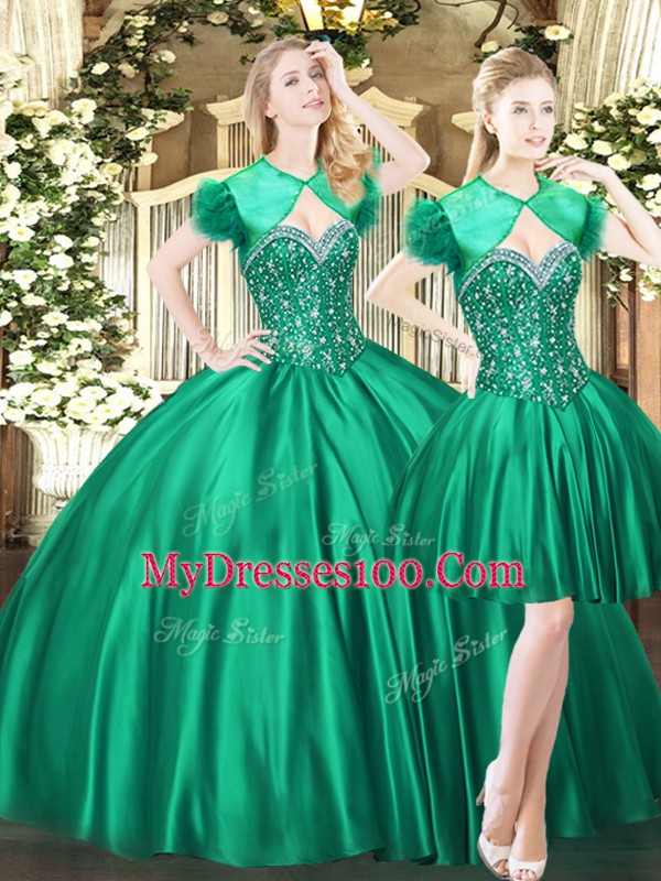Sleeveless Lace Up Floor Length Beading Quinceanera Gown