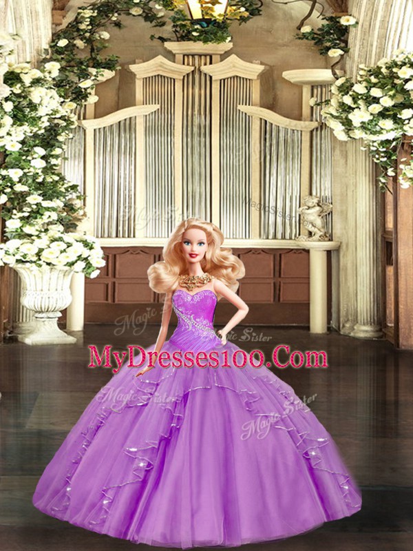 Colorful Floor Length Lilac Sweet 16 Dresses Sweetheart Sleeveless Lace Up