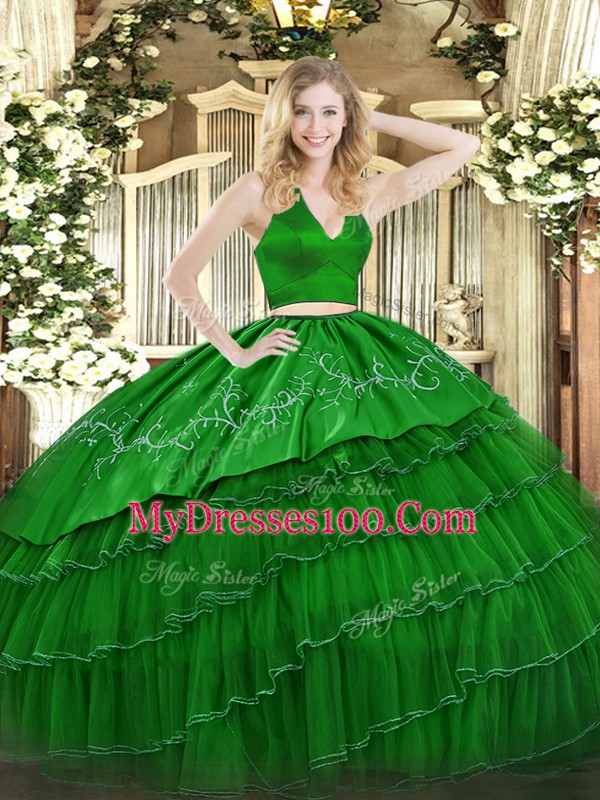 Fantastic Tulle Sleeveless Floor Length Quinceanera Dresses and Embroidery