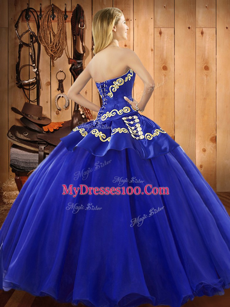 Fantastic Embroidery Quinceanera Dress Turquoise Lace Up Sleeveless Floor Length