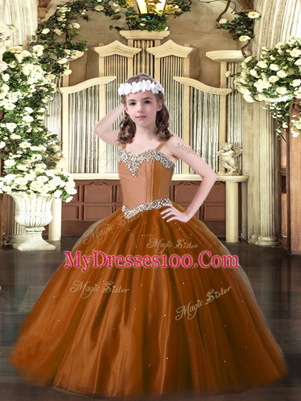 Sleeveless Beading Lace Up Glitz Pageant Dress