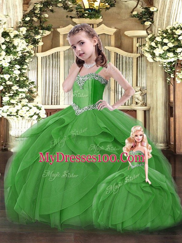 Latest Floor Length Green Quince Ball Gowns Sweetheart Sleeveless Lace Up