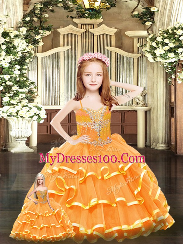 Pretty Sleeveless Beading and Ruffled Layers Lace Up Quinceanera Dress