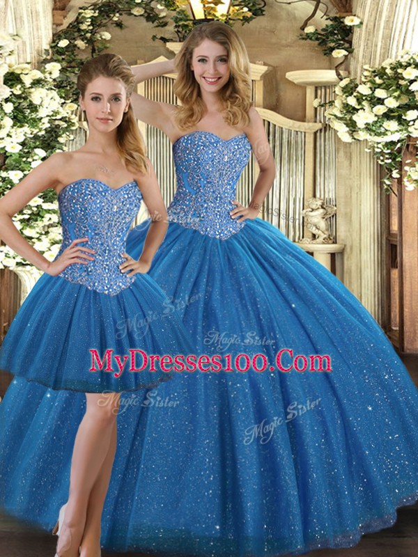 Shining Sleeveless Beading Lace Up 15th Birthday Dress