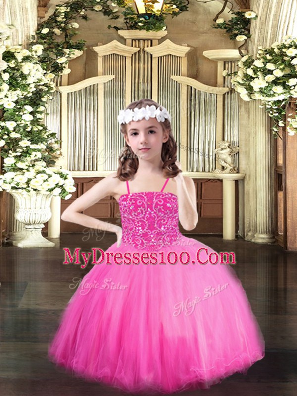 Classical Sleeveless Beading Lace Up Little Girl Pageant Dress