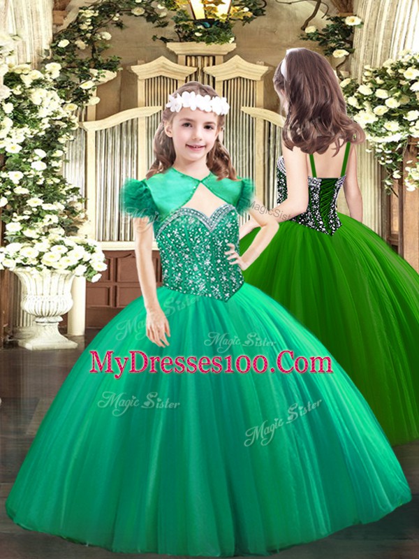 Turquoise Ball Gowns Sweetheart Sleeveless Tulle Floor Length Lace Up Beading Quinceanera Gowns