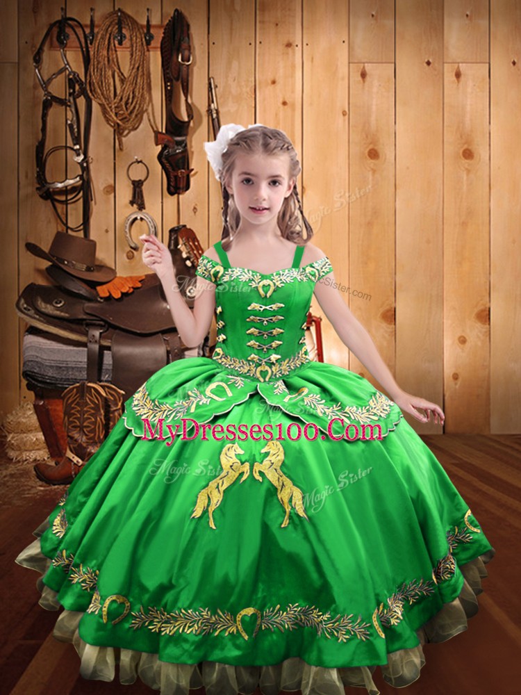 Straps Sleeveless Lace Up Kids Formal Wear Satin