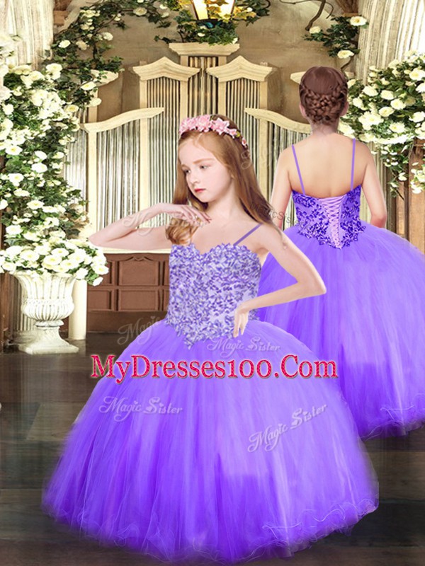 Fabulous Floor Length Eggplant Purple 15 Quinceanera Dress Tulle Sleeveless Beading