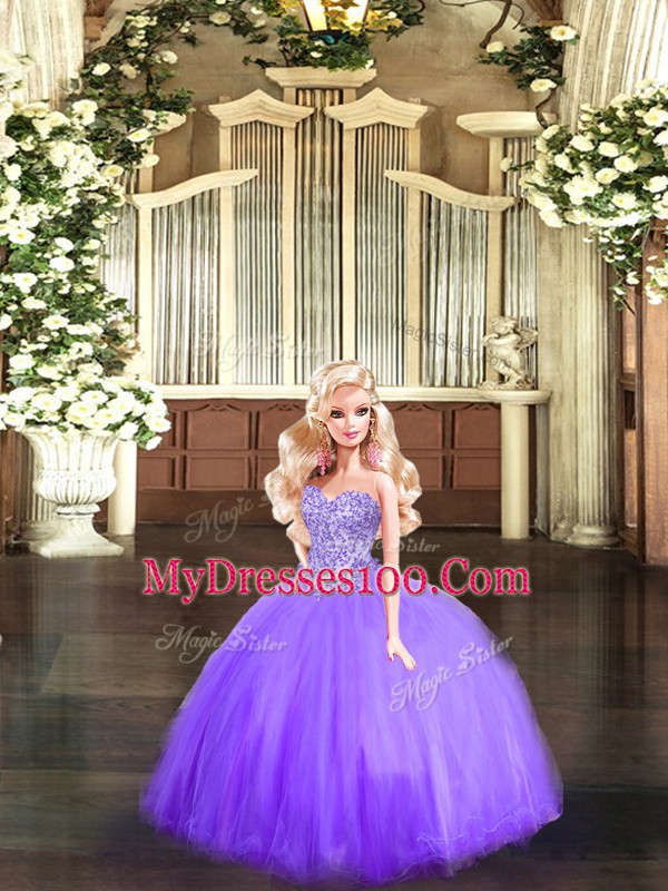 Fabulous Floor Length Eggplant Purple 15 Quinceanera Dress Tulle Sleeveless Beading