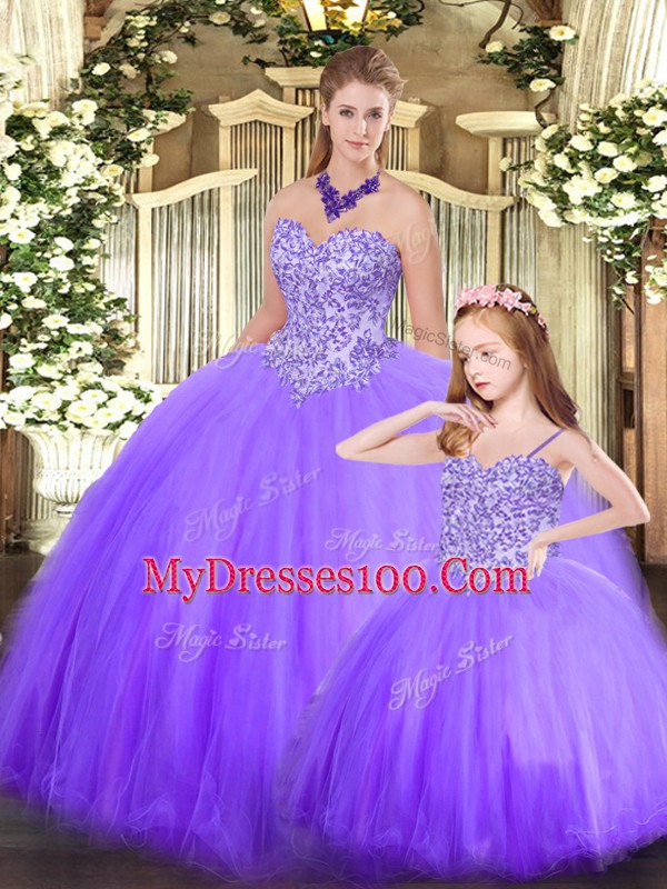 Fabulous Floor Length Eggplant Purple 15 Quinceanera Dress Tulle Sleeveless Beading