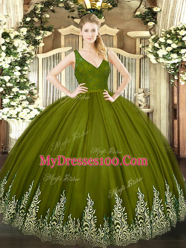 Stunning Tulle Sleeveless Floor Length Sweet 16 Dress and Beading and Ruffled Layers
