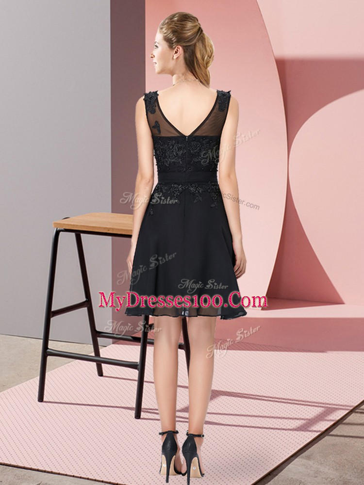 Sleeveless Appliques Zipper Quinceanera Court of Honor Dress