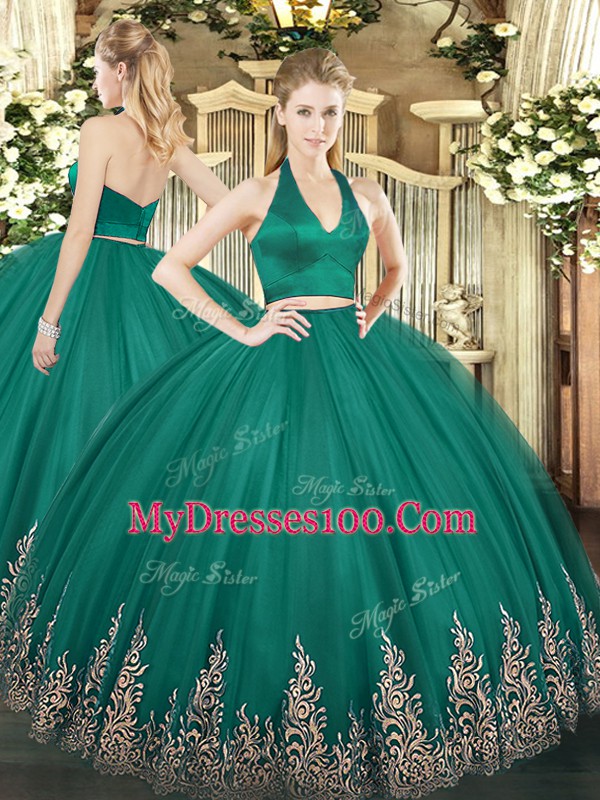 Sleeveless Zipper Floor Length Appliques 15 Quinceanera Dress